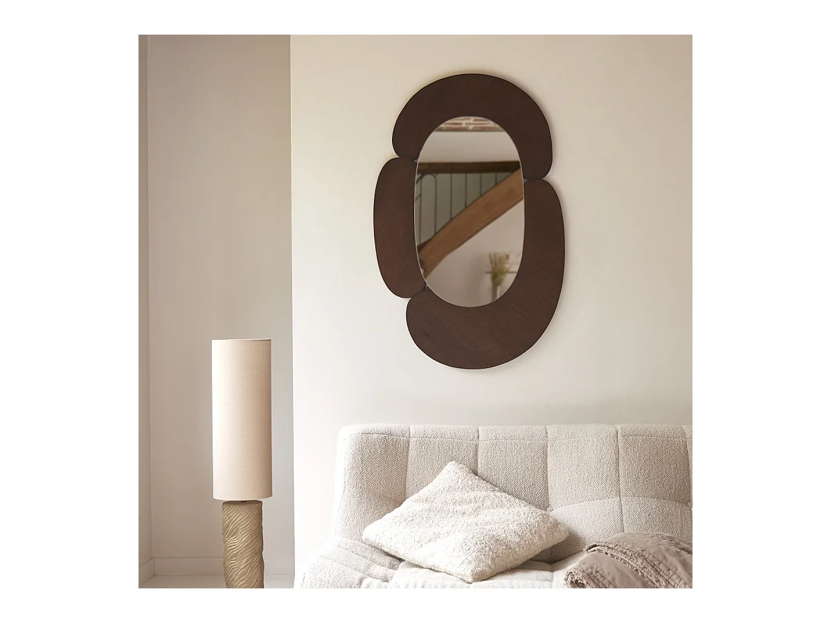 Miroir ovale en bois de mindi foncé 75x115 Eda