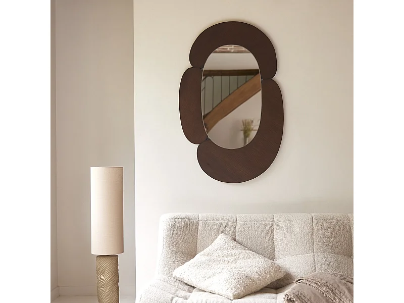 Specchio ovale in legno mindi scuro 75x115 Eda