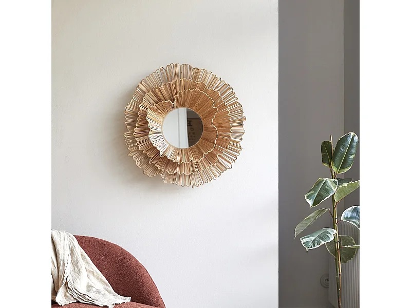 Miroir rond en fibres naturelles 70 cm Pia