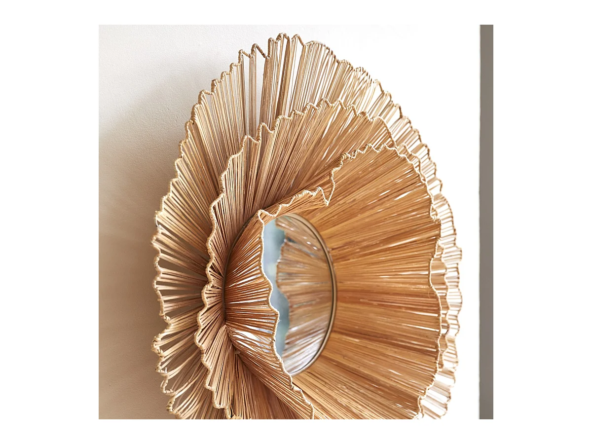 Specchio rotondo in fibre naturali 70 cm Pia
