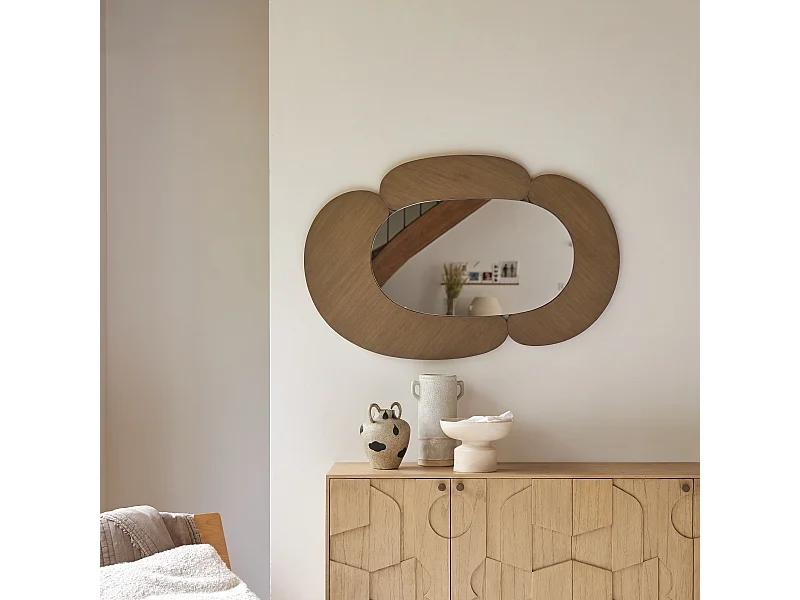 Miroir ovale en bois de mindi clair 115x75 Eda