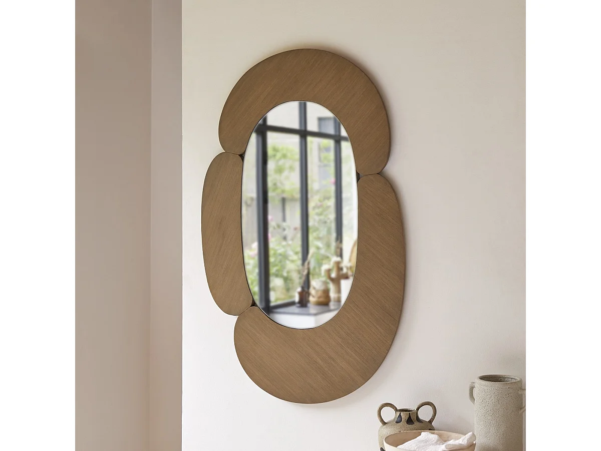 Ovaler Spiegel aus hellem Mindiholz 115x75 Eda