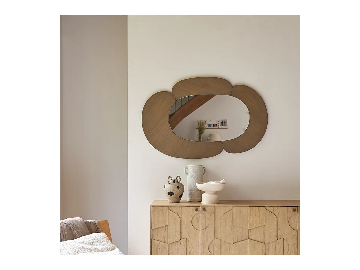 Ovaler Spiegel aus hellem Mindiholz 115x75 Eda