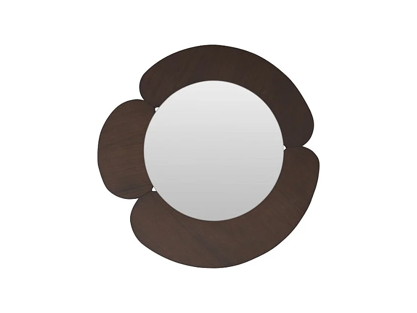 Miroir rond en bois de mindi foncé 110x110 Sara