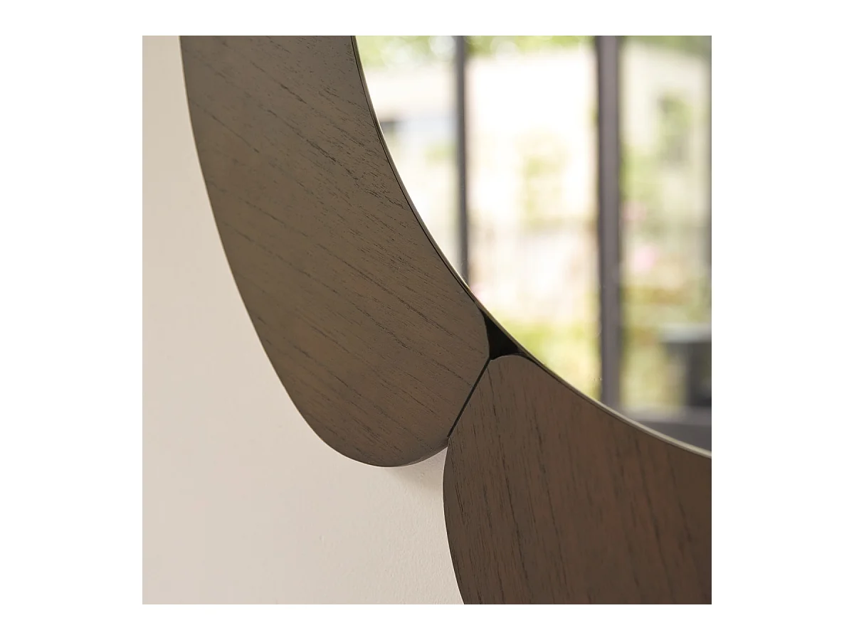 Miroir rond en bois de mindi foncé 110x110 Sara