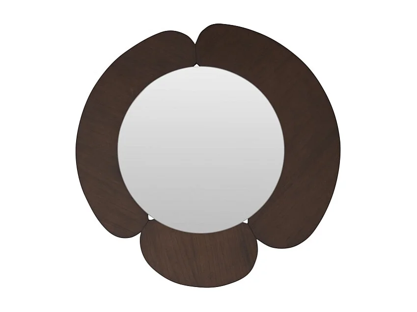 Miroir rond en bois de mindi foncé 110x110 Sara