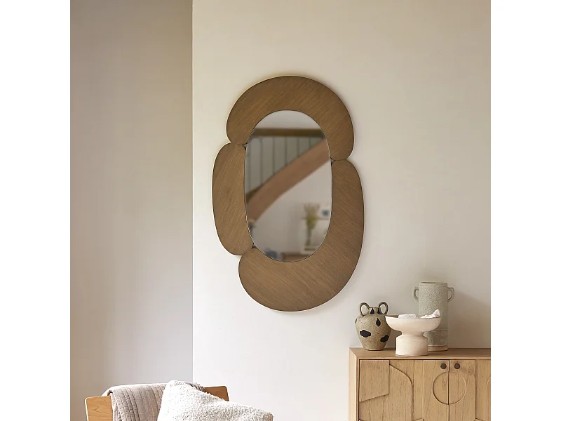 Miroir ovale en bois de mindi clair 75x115 Eda