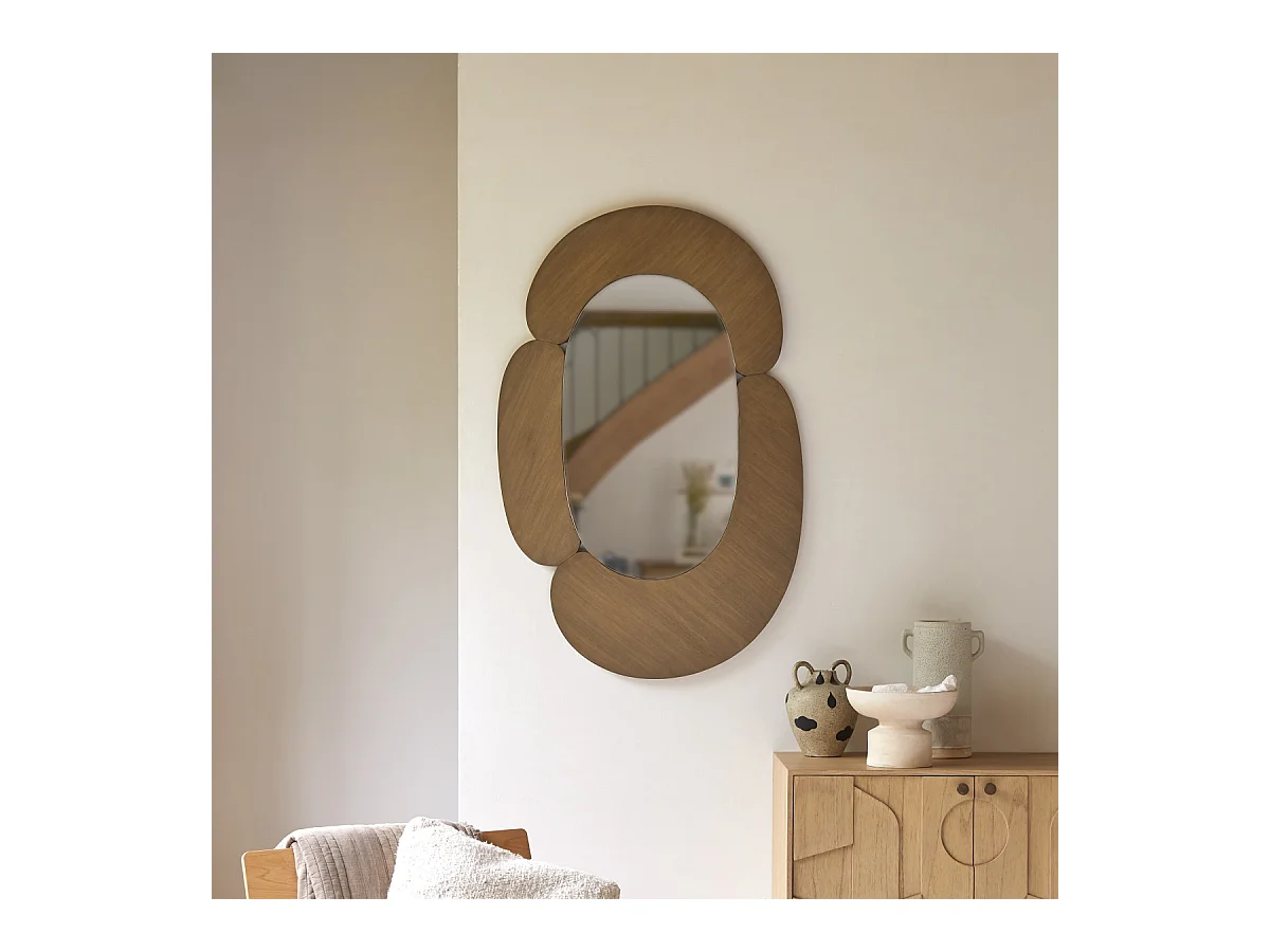 Ovaler Spiegel aus hellem Mindiholz 75x115 Eda