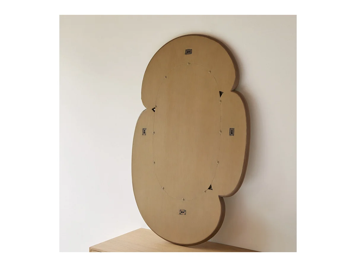 Ovaler Spiegel aus hellem Mindiholz 75x115 Eda