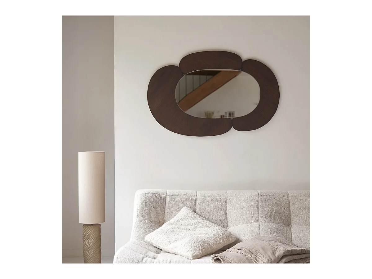 Miroir ovale en bois de mindi foncé 115x75 Eda