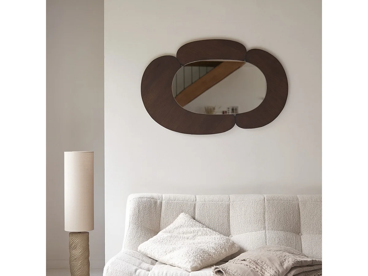 Miroir ovale en bois de mindi foncé 115x75 Eda