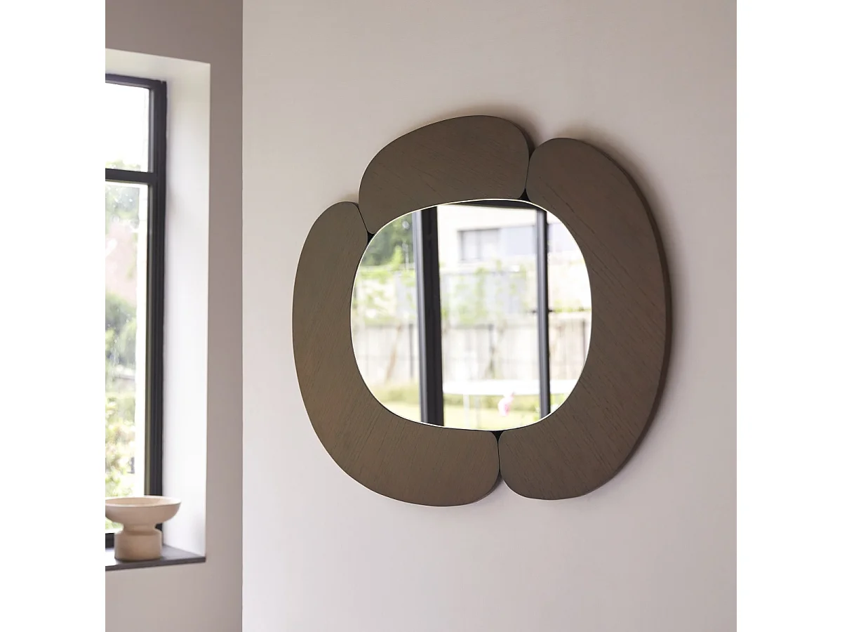 Miroir ovale en bois de mindi foncé 115x75 Eda