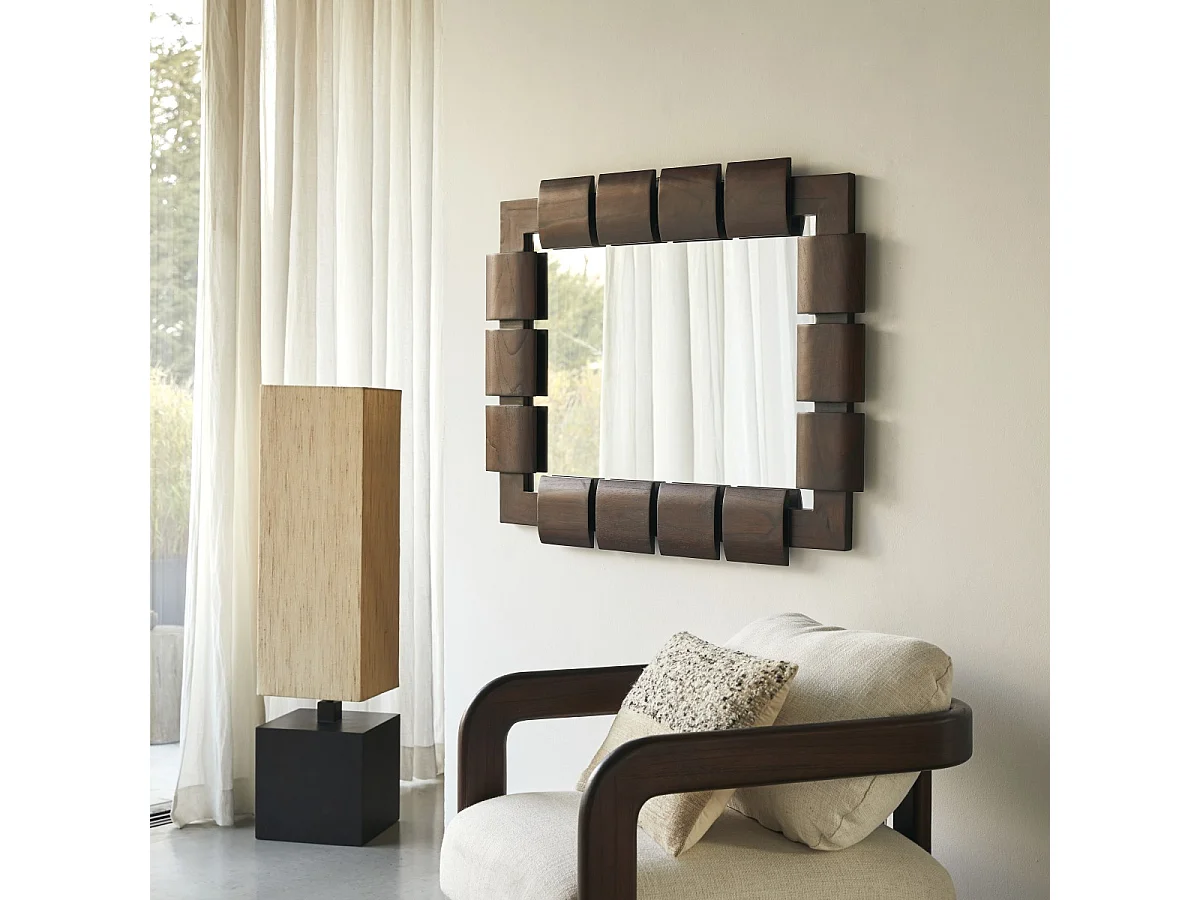 Specchio in legno di mindi 100x80 cm Isaac