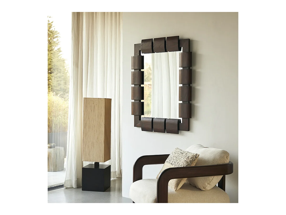 Specchio in legno di mindi 100x80 cm Isaac