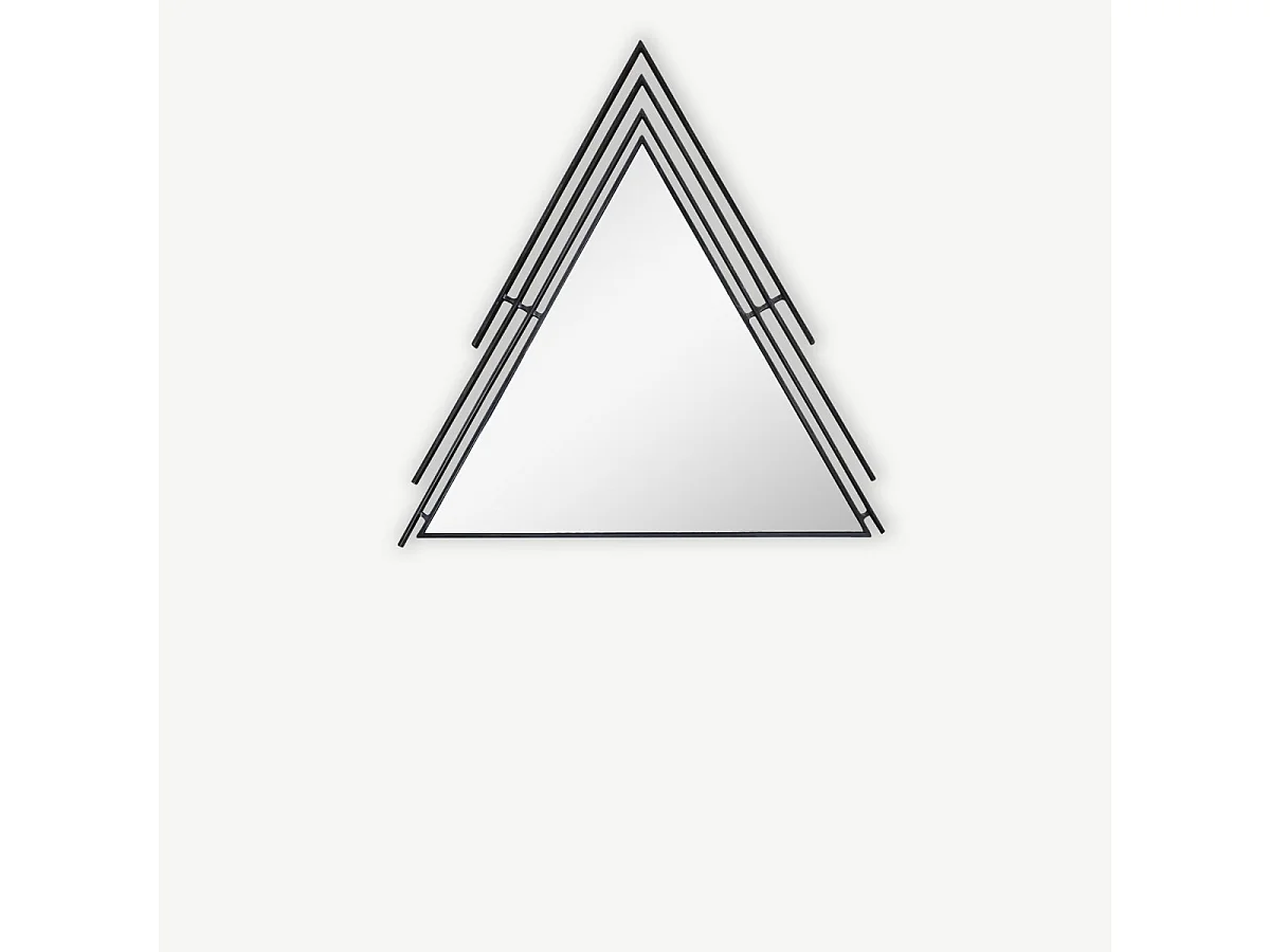 Dreieckiger Spiegel aus lackiertem schwarzen Metall Maho 60