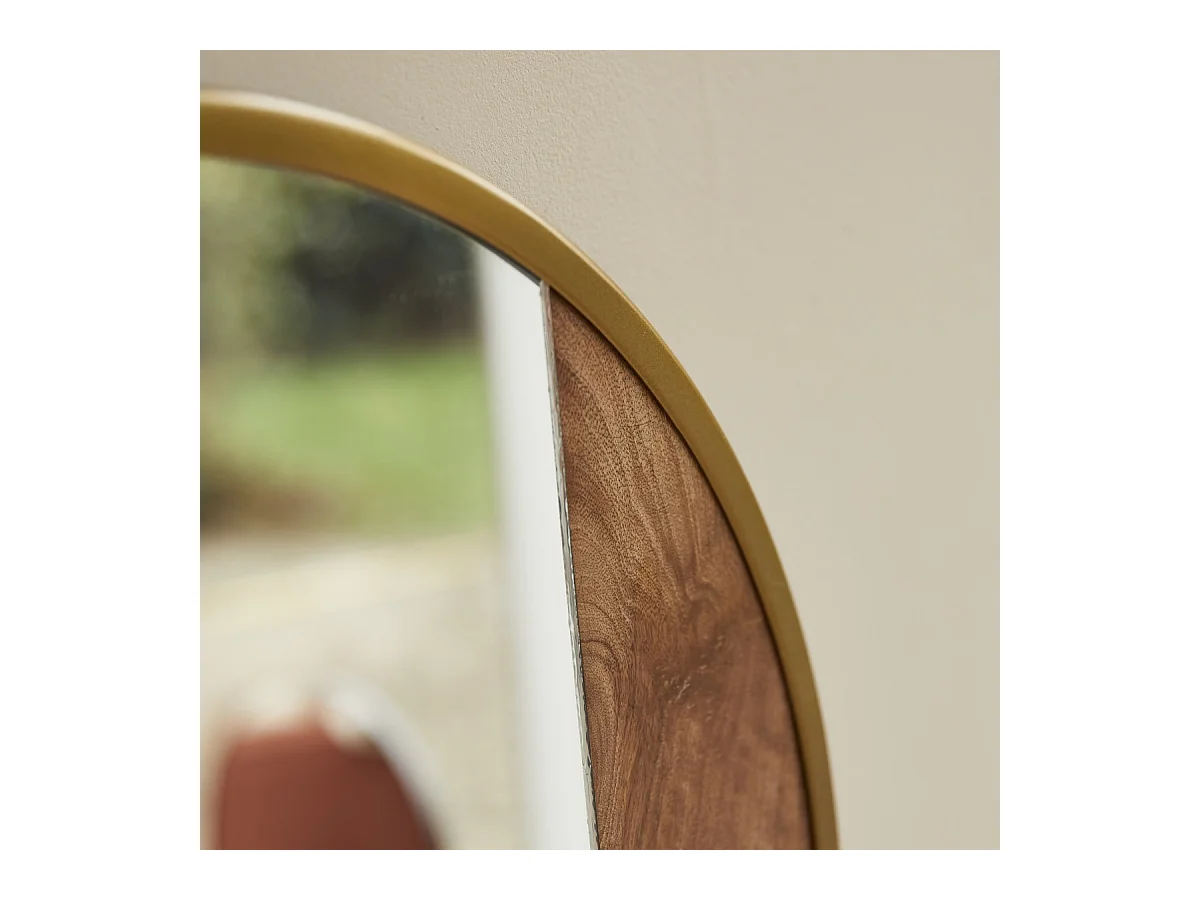 Specchio rotondo in metallo e legno da 60 cm Andrea
