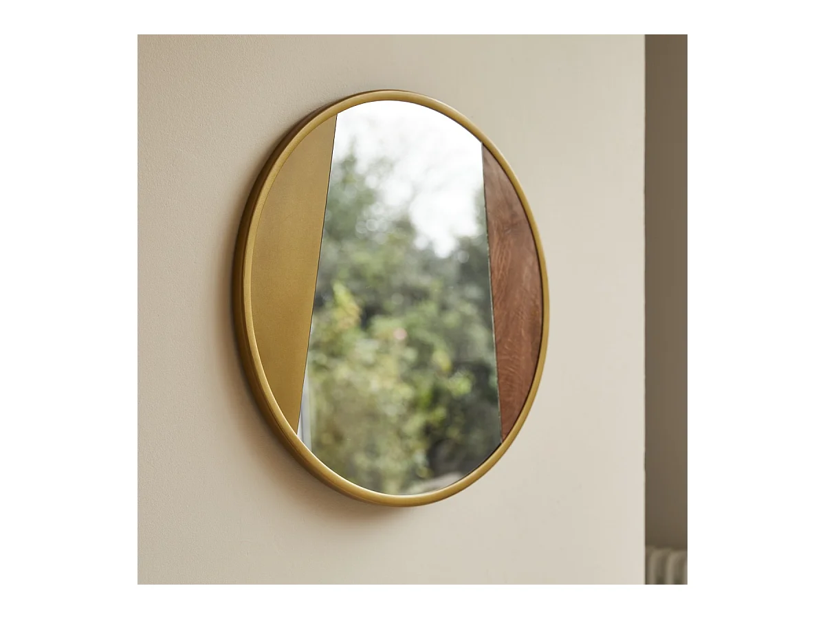 Specchio rotondo in metallo e legno da 60 cm Andrea