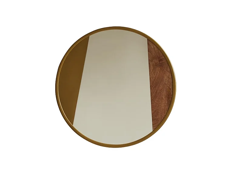 Specchio rotondo in metallo e legno da 60 cm Andrea