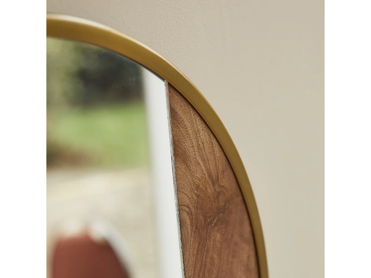 Specchio rotondo in metallo e legno da 60 cm Andrea