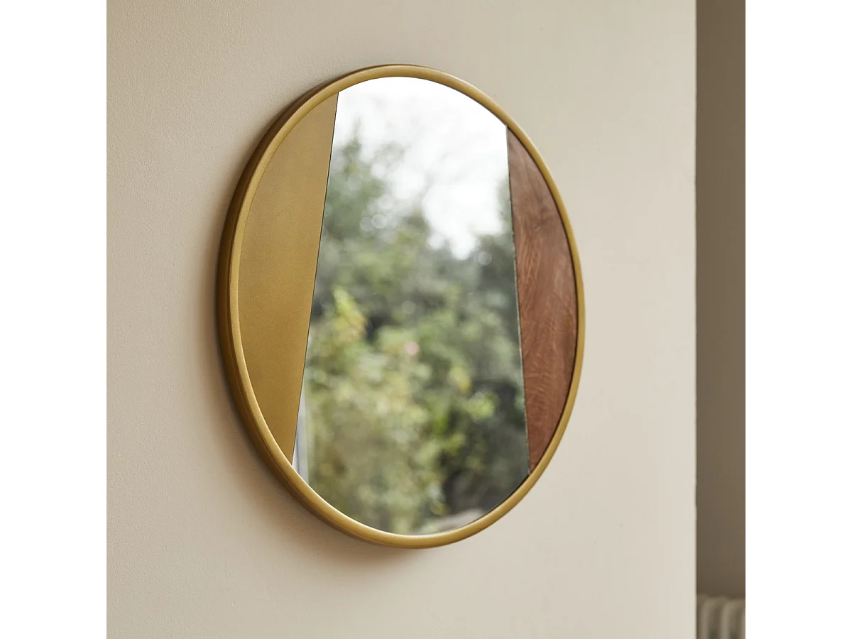 Specchio rotondo in metallo e legno da 60 cm Andrea
