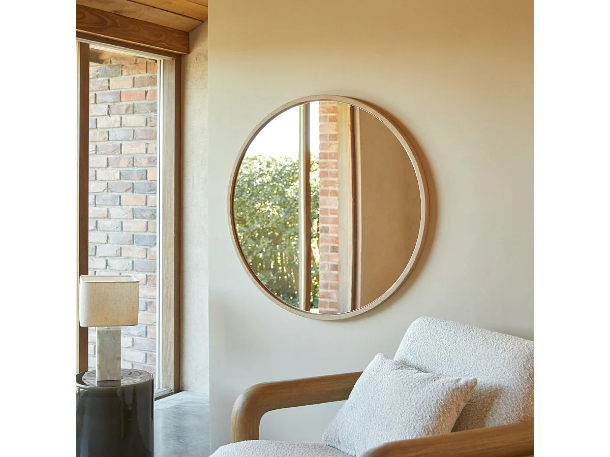 Runder Spiegel Fanie aus massivem Eichenholz 90 × 90