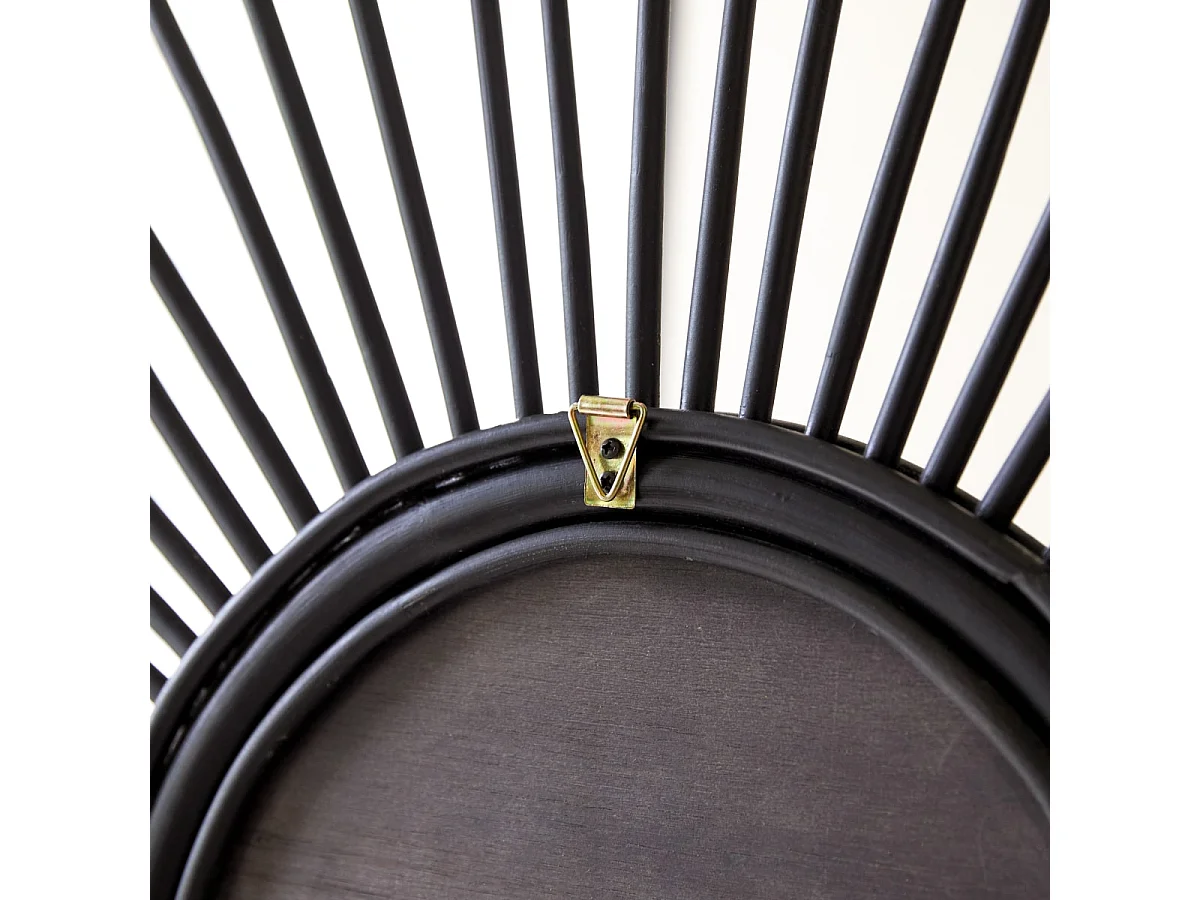 Spiegel aus Rattan 80 cm schwarz originell Rattan 30 cm Spiegelfäche