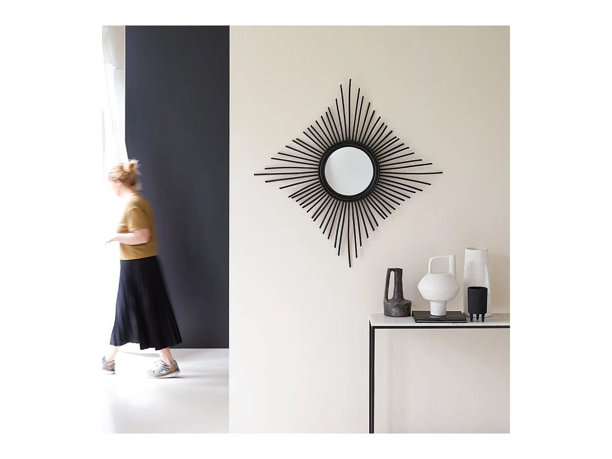 Specchio in rattan 80 Isidore nero