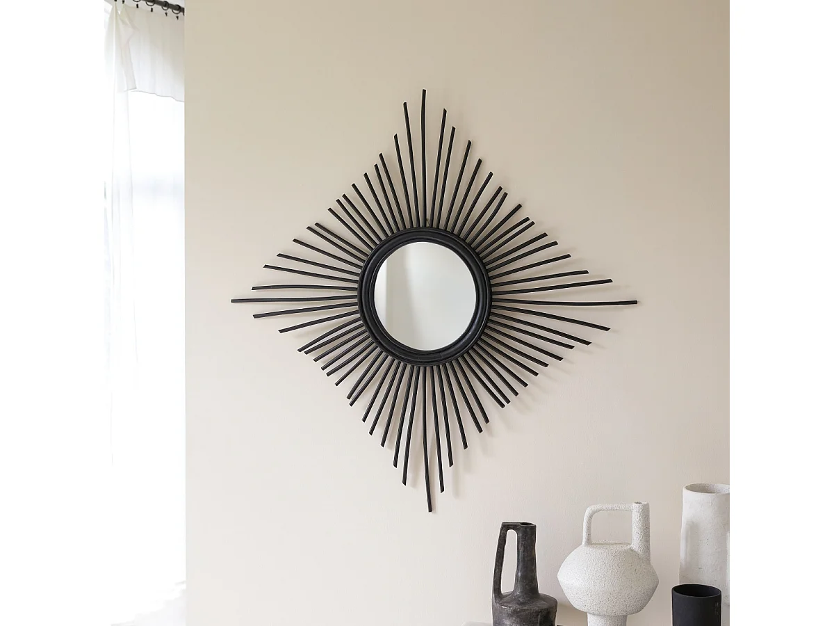 Specchio in rattan 80 Isidore nero