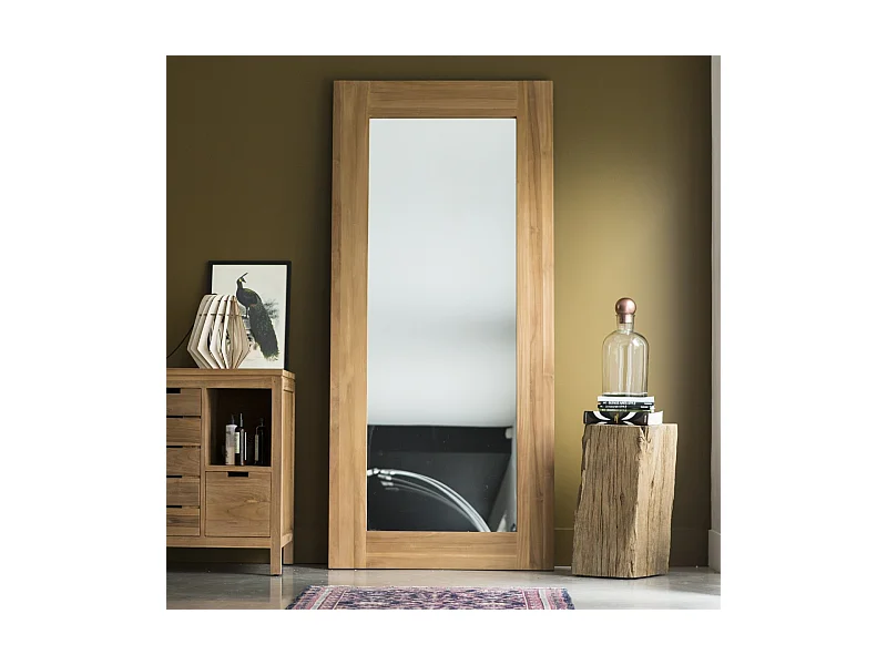 Specchio teak tek teck massello legno 200x90 decorazione complemento bagno