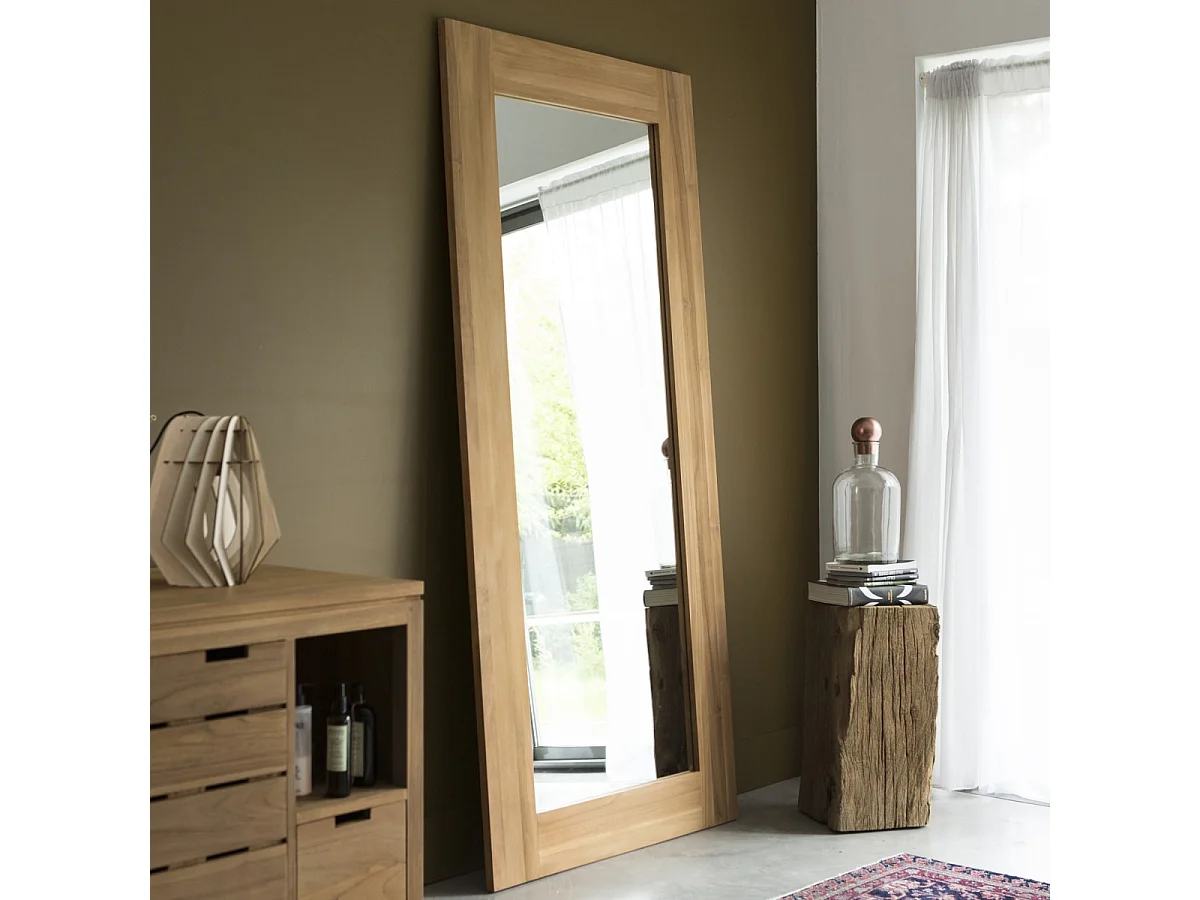 Specchio teak tek teck massello legno 200x90 decorazione complemento bagno