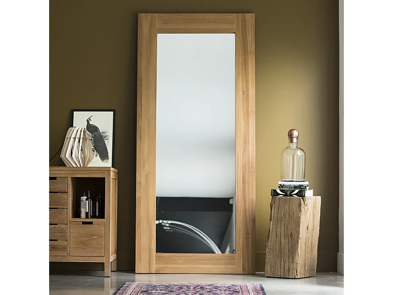 Spiegel Teak Rechteckig 200x90 Spiegel Wandspiegel Holzrahmen Teakholz neu