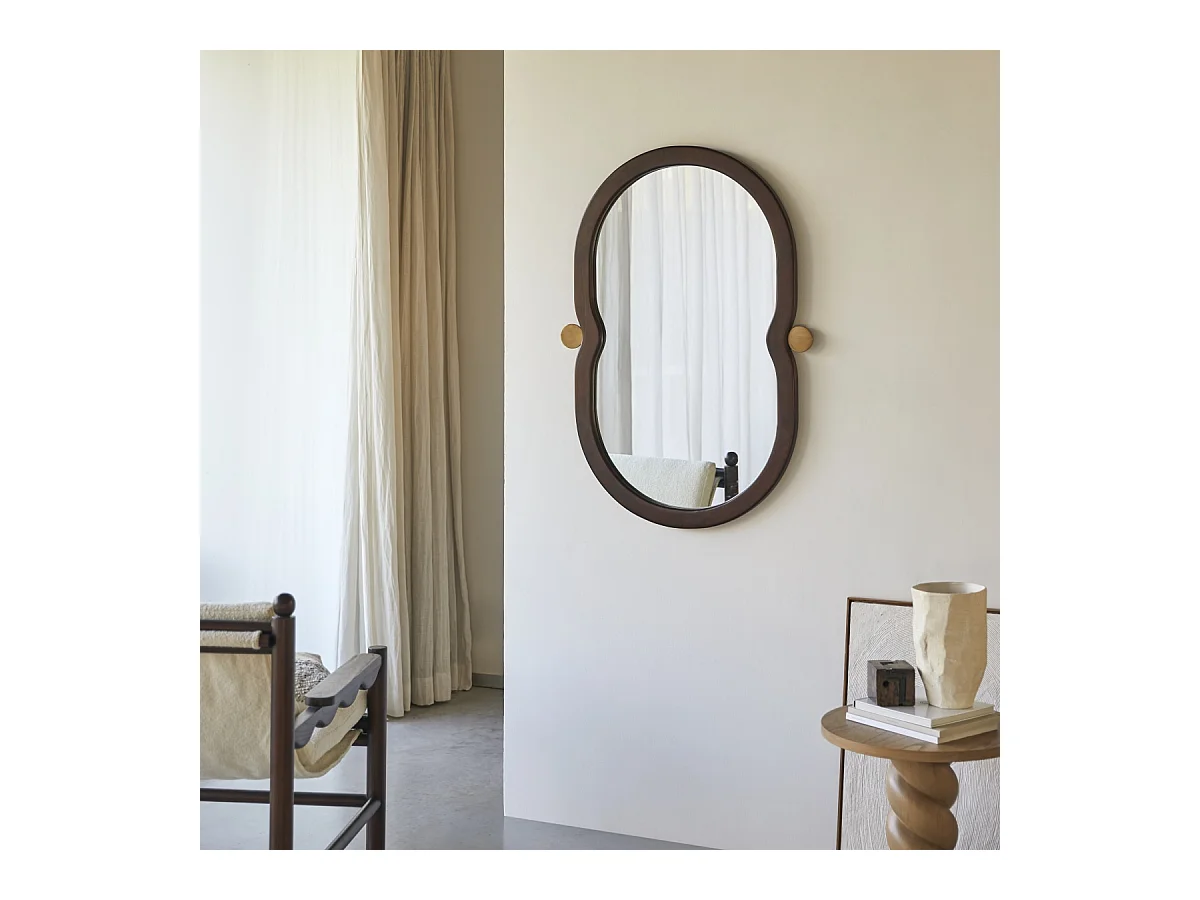 Specchio in legno di mindi 105x65 cm Agate