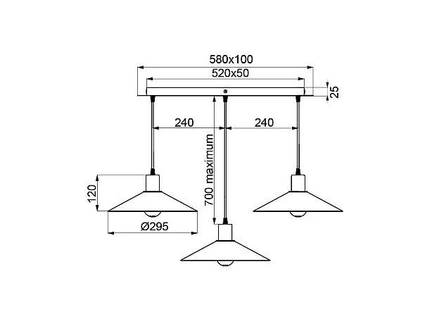 Suspension en ligne 3 lampes ZINGA S3