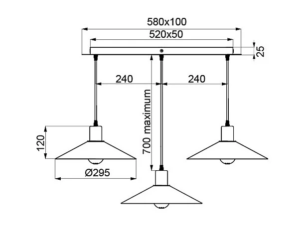 Suspension en ligne 3 lampes ZINGA S3