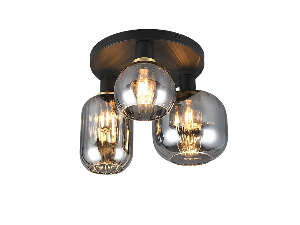 Plafoniera 3 luci, metallo, nero opaco, 39x28,5x39 cm, Diva