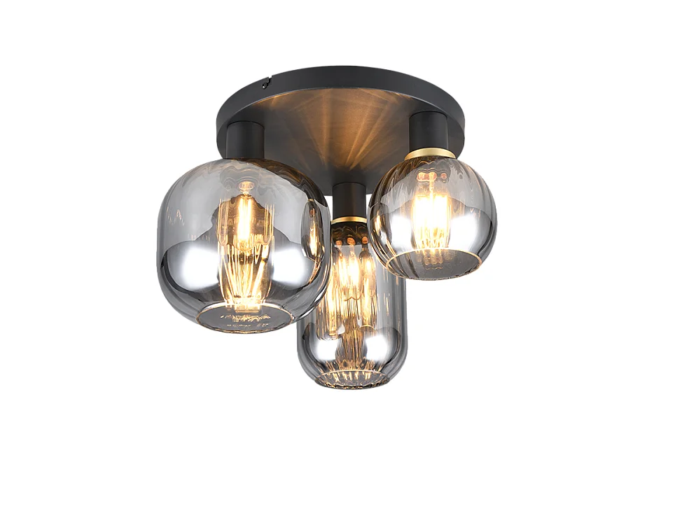 Plafoniera 3 luci, metallo, nero opaco, 39x28,5x39 cm, Diva