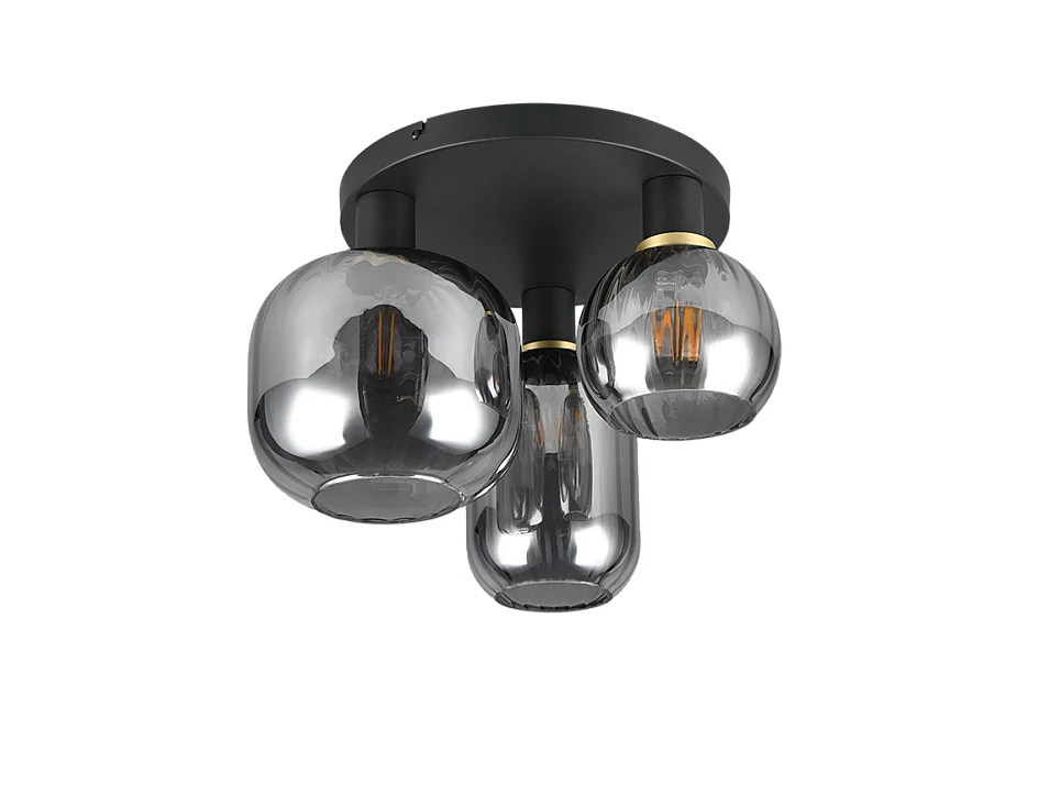 Plafoniera 3 luci, metallo, nero opaco, 39x28,5x39 cm, Diva