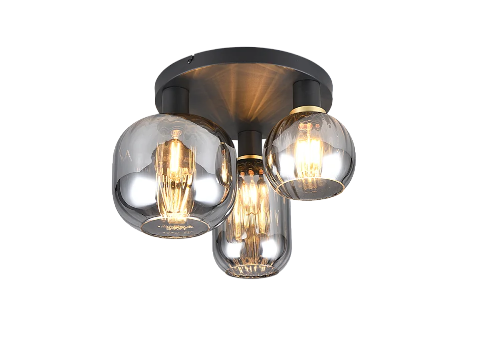 Plafoniera 3 luci, metallo, nero opaco, 39x28,5x39 cm, Diva