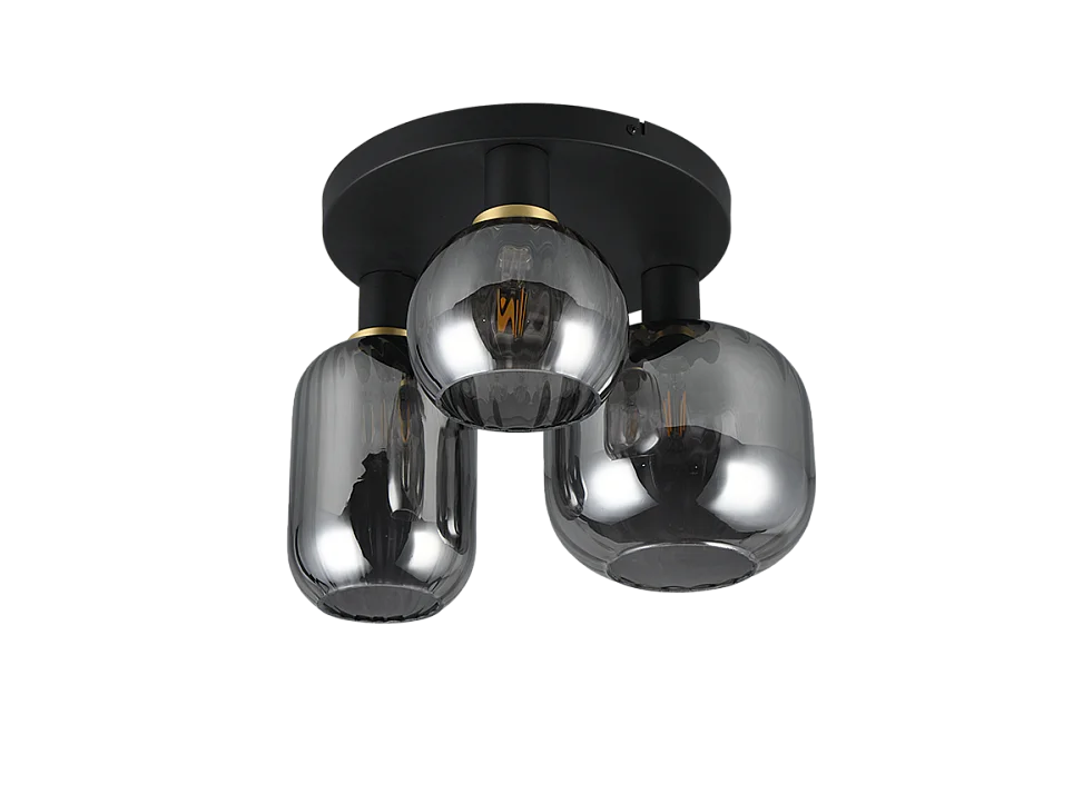 Plafoniera 3 luci, metallo, nero opaco, 39x28,5x39 cm, Diva