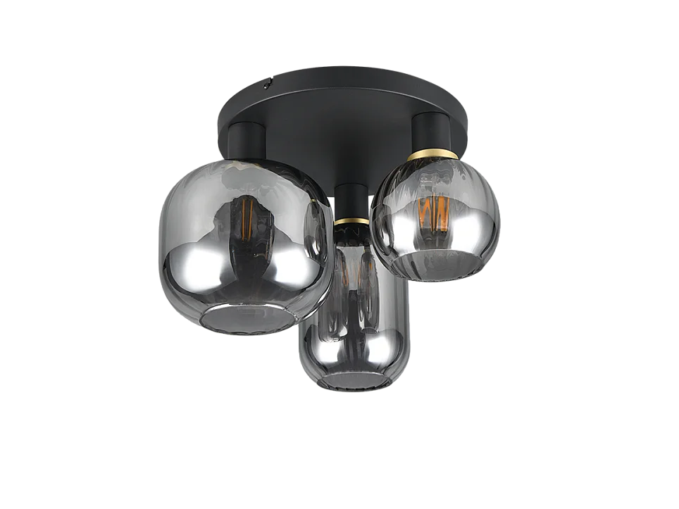 Plafoniera 3 luci, metallo, nero opaco, 39x28,5x39 cm, Diva