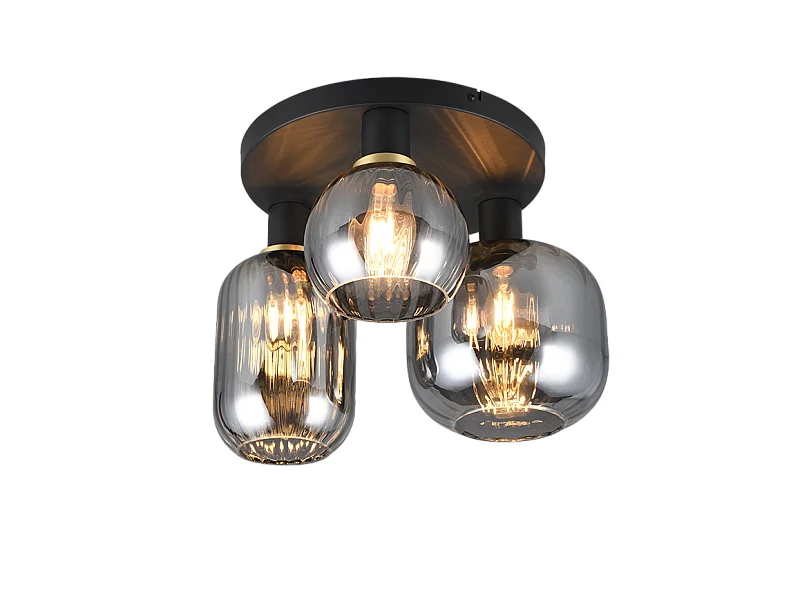 Plafoniera 3 luci, metallo, nero opaco, 39x28,5x39 cm, Diva