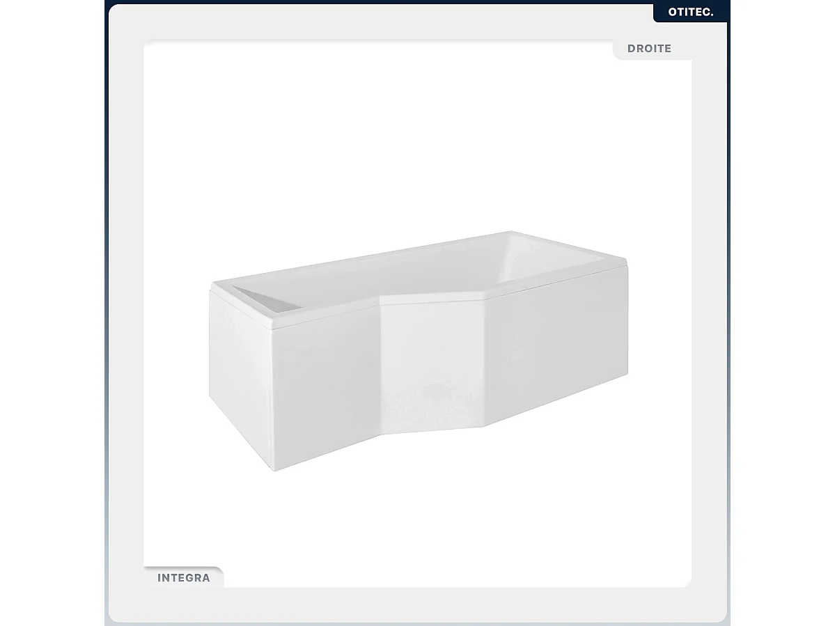 Baignoire asymétrique - 150 x 75 cm - Droite - avec Tablier - Pieds - Vidage Chrome - INTEGRA