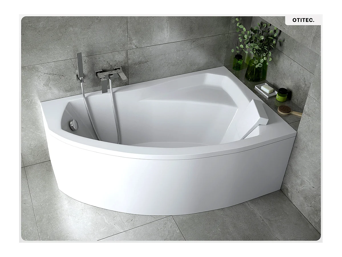 Baignoire asymétrique - 170 x 110 cm - Droite - sans Habillage - avec Pieds - Vidage Chrome - RIMA