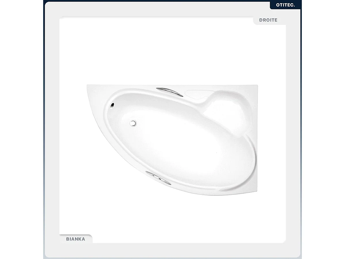 Baignoire asymétrique - 150 x 95 cm - Droite - sans Habillage - avec Pieds - Vidage Chrome - BIANKA