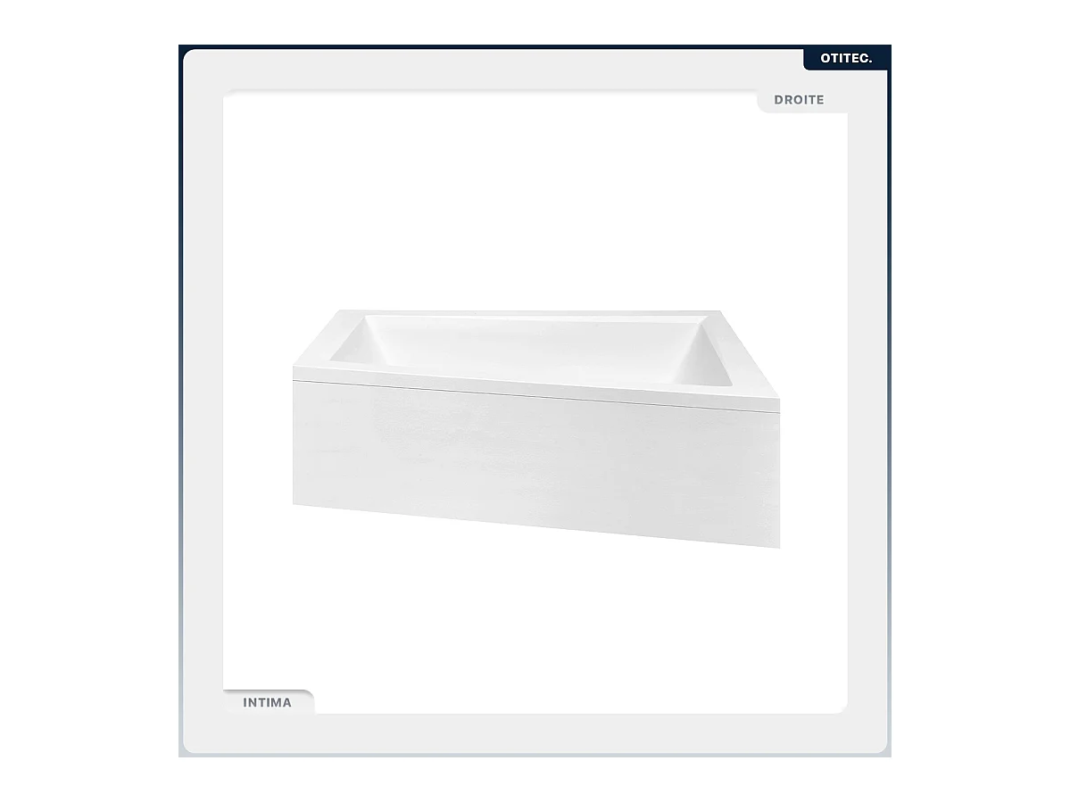 Baignoire asymétrique - 160 x 90 cm - Droite - sans Habillage - avec Pieds - Repose-tête - Étagère bambou - Vidage Chrome - INTIMA