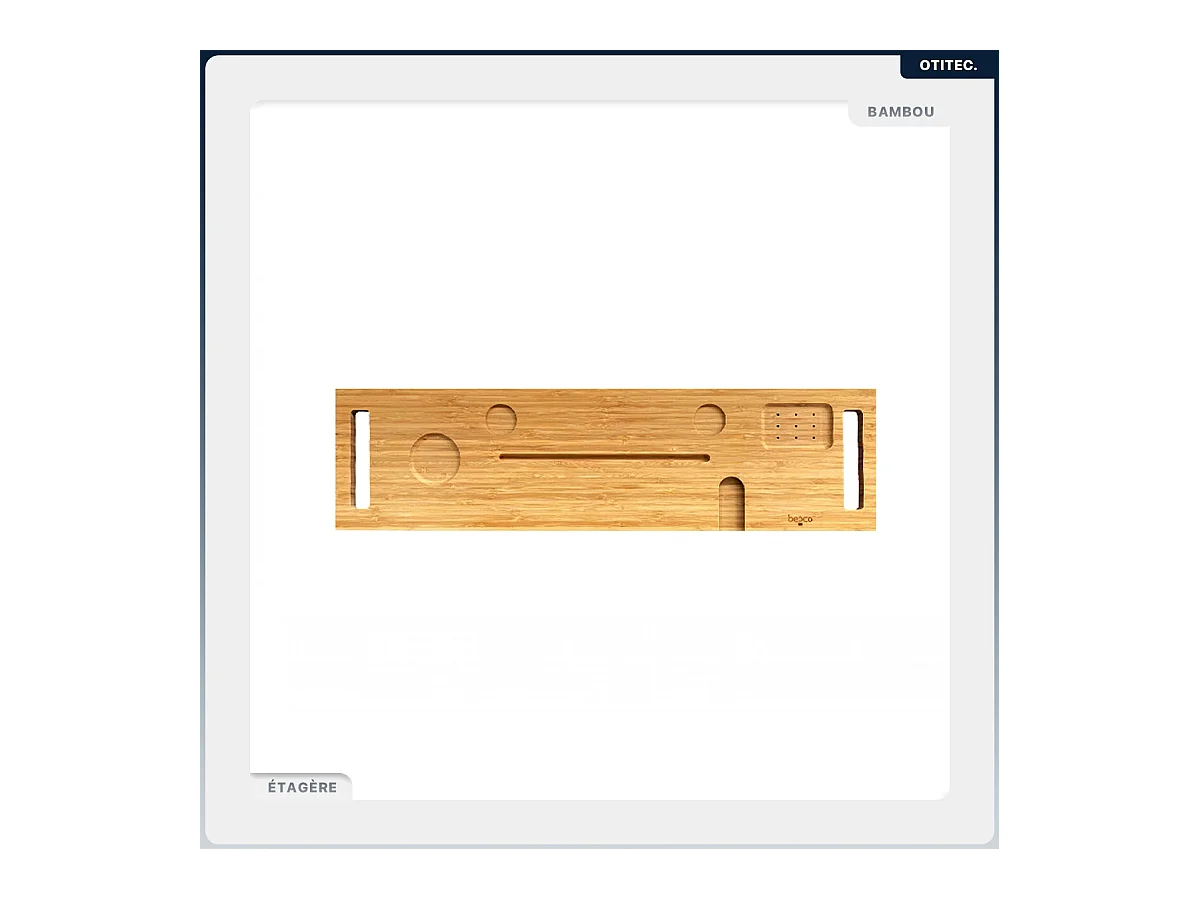 Baignoire asymétrique - 160 x 75 cm - Droite - sans Habillage - avec Pieds - Étagère bambou - Vidage Chrome - AVITA