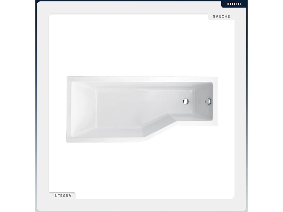 Baignoire asymétrique - 150 x 75 cm - Gauche - sans Habillage - avec Pieds - Vidage Chrome - INTEGRA