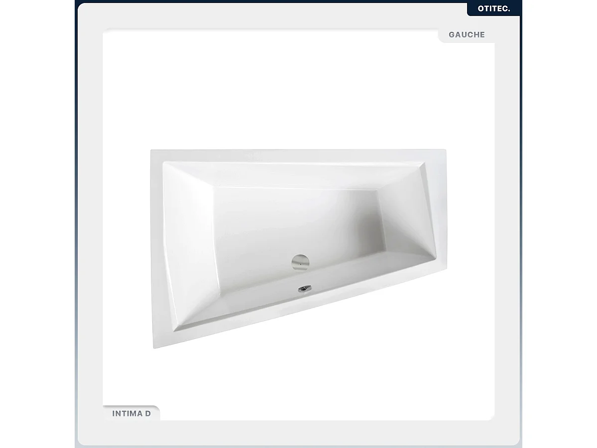 Baignoire asymétrique - 170 x 125 cm - Gauche - avec Habillage - Pieds - 2 Repose-têtes - Vidage Chrome - INTIMA DUO