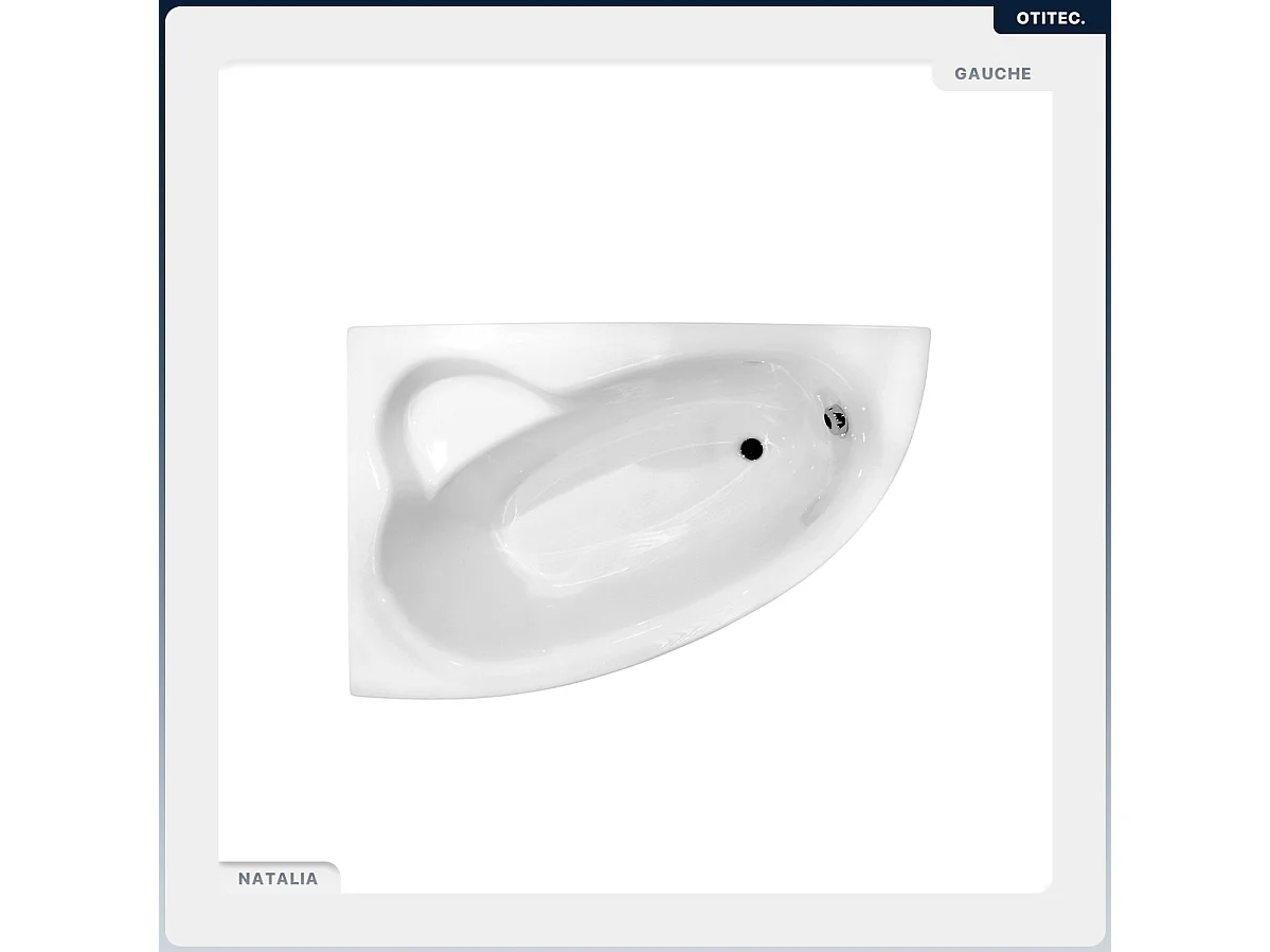 Baignoire asymétrique - 150 x 100 cm - Gauche - avec Tablier - Pieds - Vidage Chrome - NATALIA