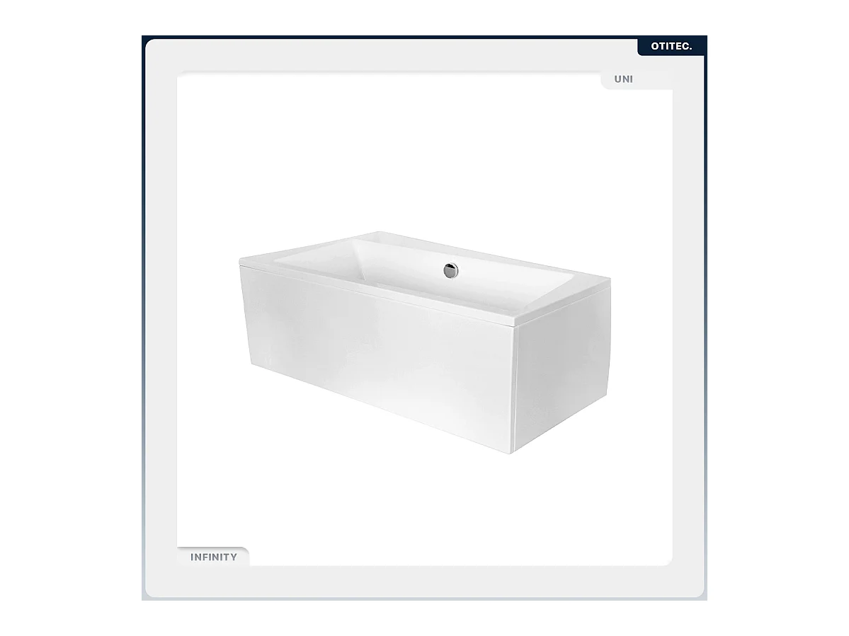 Baignoire asymétrique - 160 x 100 cm - Gauche - avec Habillage - Pieds - Vidage Chrome - INFINITY